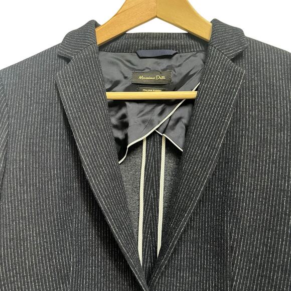 Massimo Dutti Navy Blue Pin-Stripe Wool Blazer Jacket Size US 6 - Picture 2 of 12